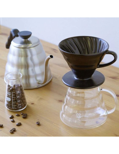 Пуровер HARIO керамічний V60 02 чорний MATTE BLACK (400 мл)