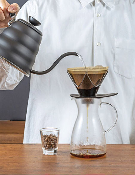 Пуровер HARIO V60 02 One Pour Dripper MUGEN & Tetsu Kasuya чорний (400 мл)
