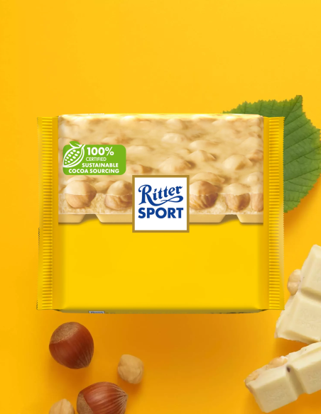 Ritter Sport Weisse voll-nuss - Білий шоколад з цільними лісовими горіхами, 100 г