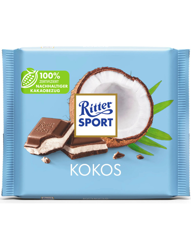 Ritter Sport Kokos - Молочний шоколад з кокосом, 100 г