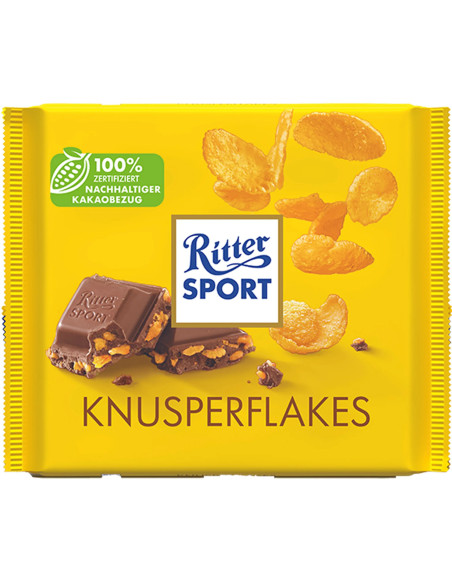 Ritter Sport Knusperflakes - Молочний шоколад з хрусткими пластівцями, 100 г