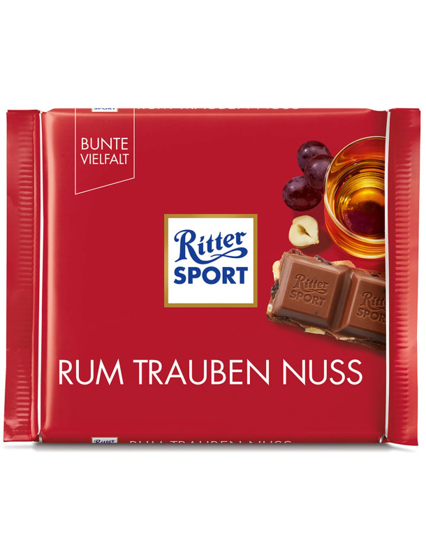 Ritter Sport Rum Trauben Nuss - Молочний шоколад з ромом,...