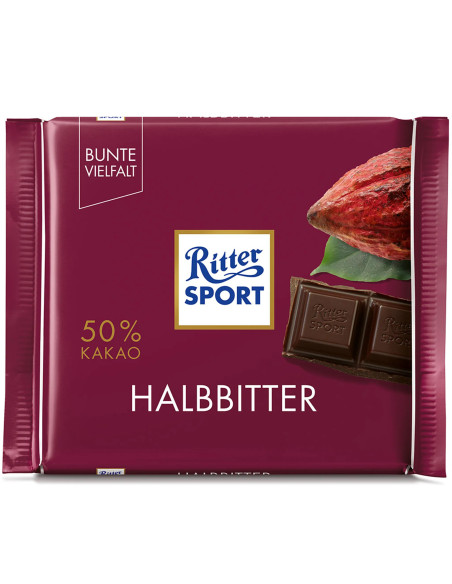 Ritter Sport Halbbitter - Темний шоколад 50% какао, 100 г