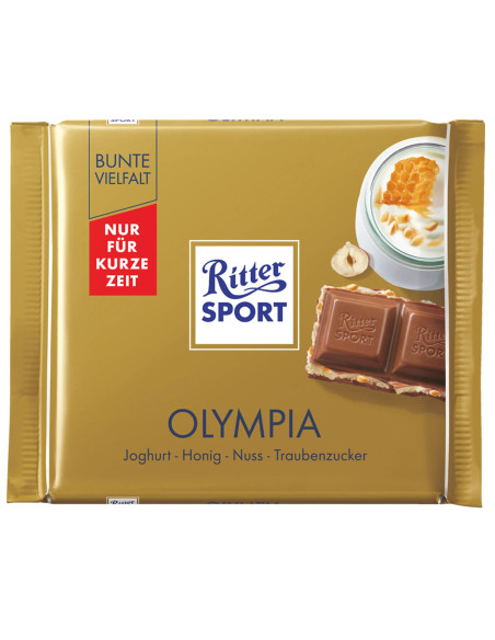 Ritter Sport Olympia - Молочний шоколад з йогуртом, медом та лісовими горіхами, 100 г