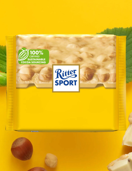 Ritter Sport Weisse voll-nuss - Білий шоколад з цільними лісовими горіхами, 100 г