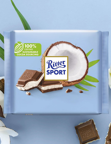 Ritter Sport Kokos - Молочний шоколад з кокосом, 100 г