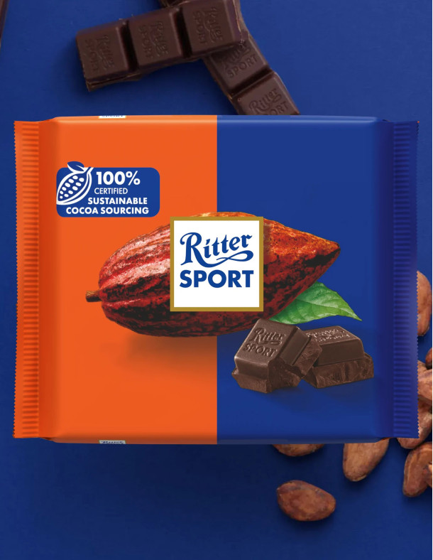 Ritter Sport Kakao Klasse - Насичений темний шоколад 74%,... 2