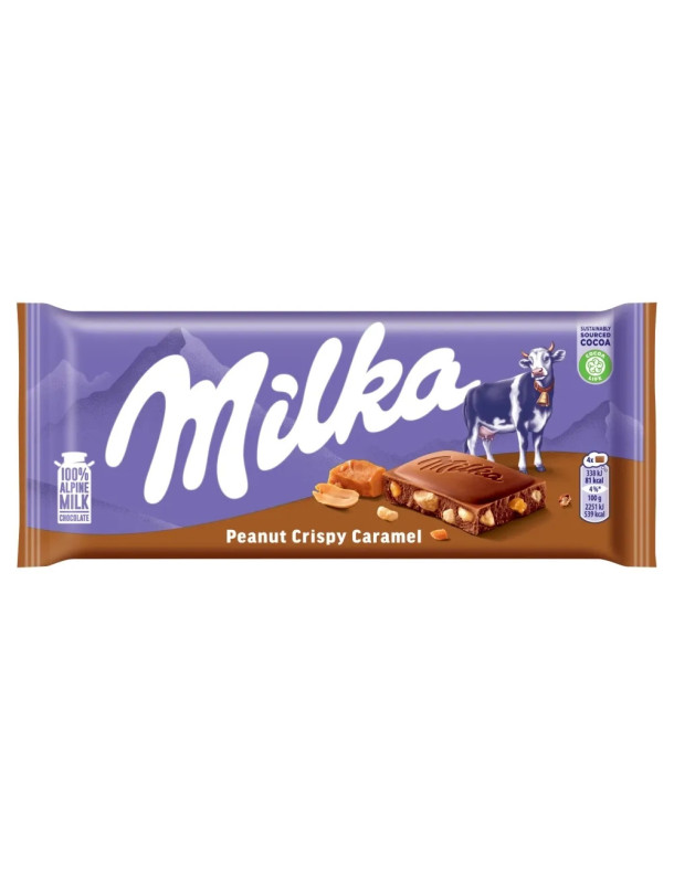 Milka Peanut crispy caramel -Молочний шоколад з арахісом...